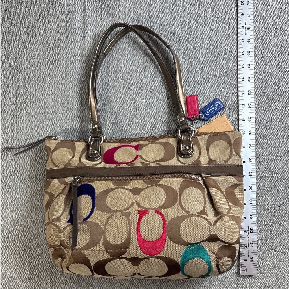 Coach Bag Poppy Embroidered Glam Tote Shoulder Purse H1282-21188 - Picture 6 of 16